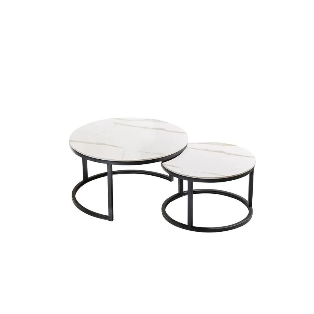 Doblo Salontafel - Zwart, Sintered stone, 90/70 Ø