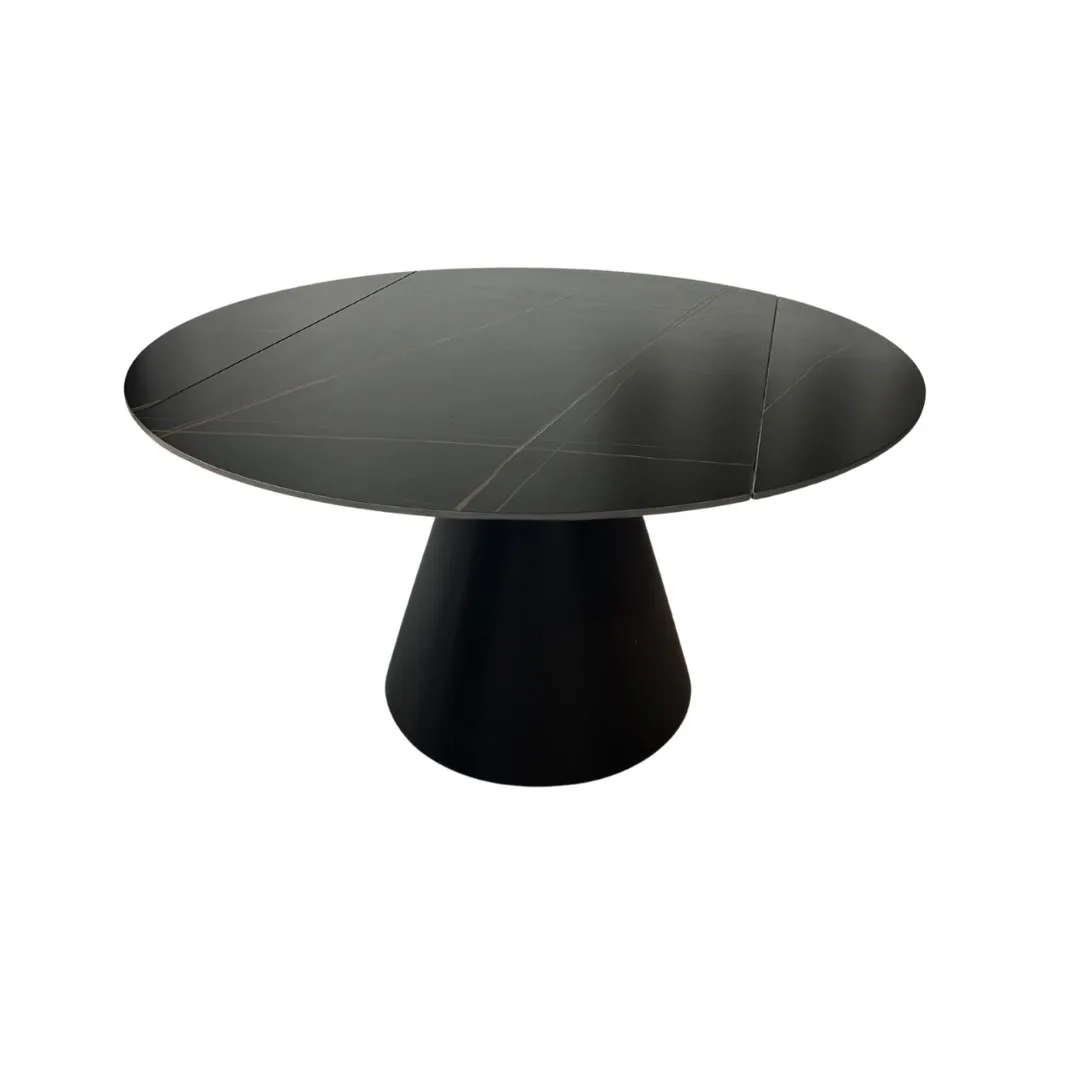 Rotate Eettafel - Zwart/Goud, Sintered stone, 135/86X75