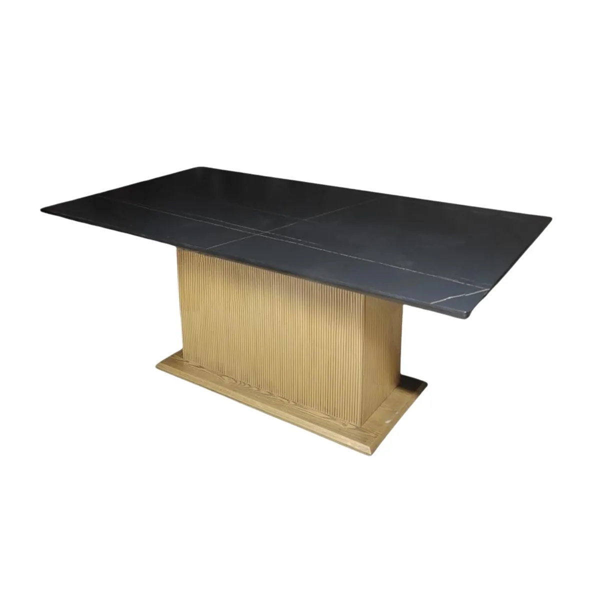 Loqum Eettafel - Zwart/Goud, Keramiek, 200X110