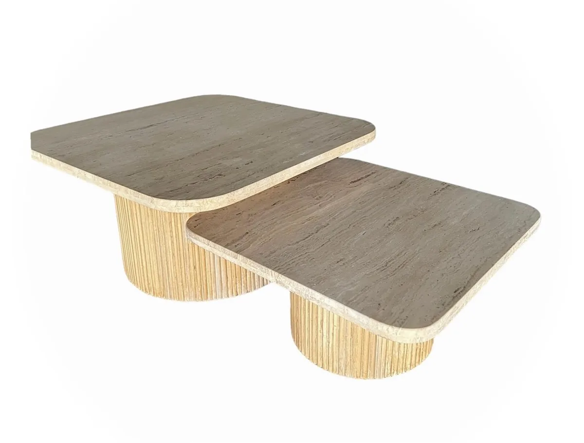 Candan Salontafel - Travertijn, 90X90X45 / 70X70X35