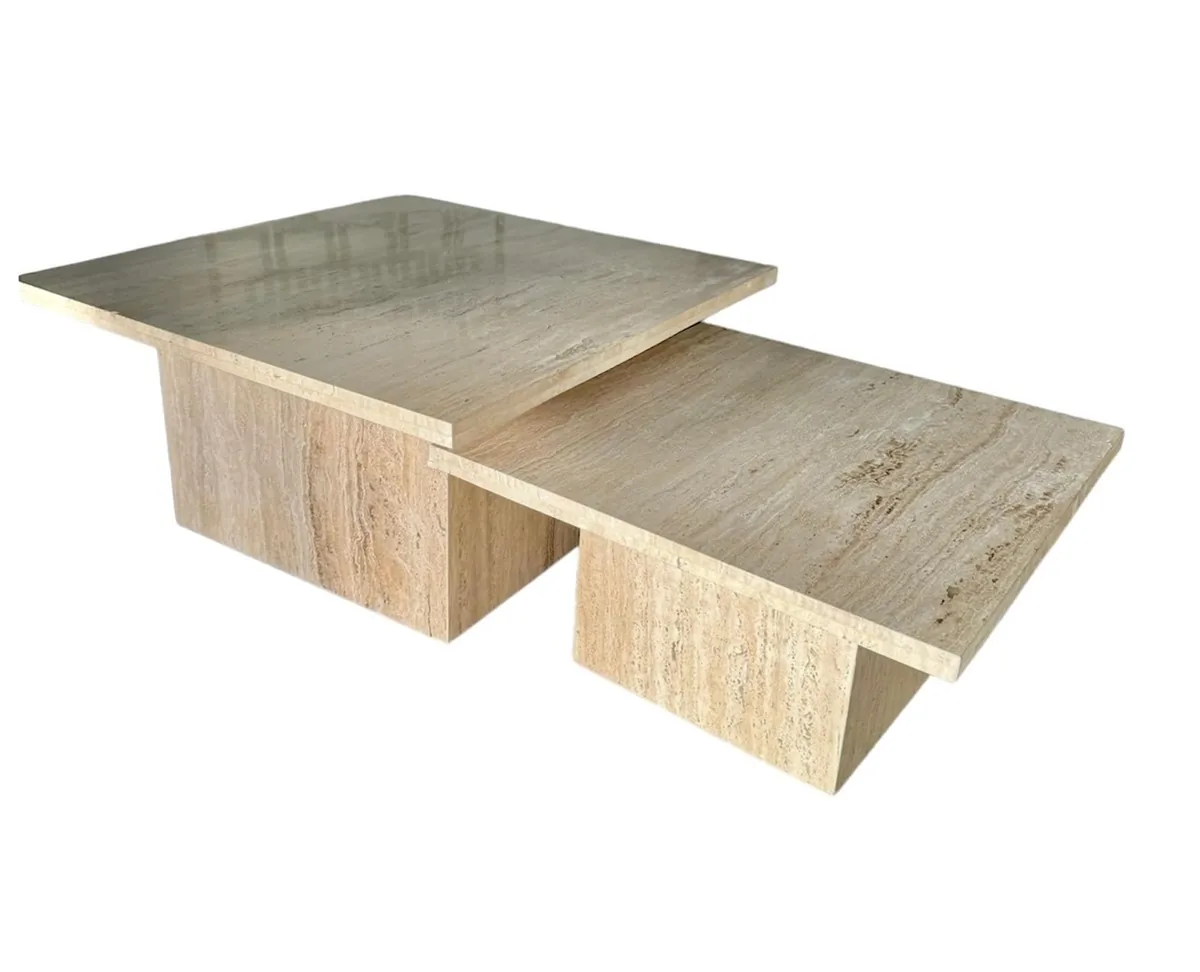 Travertine Salontafel - Travertijn, 90X90X45 / 70X70X35
