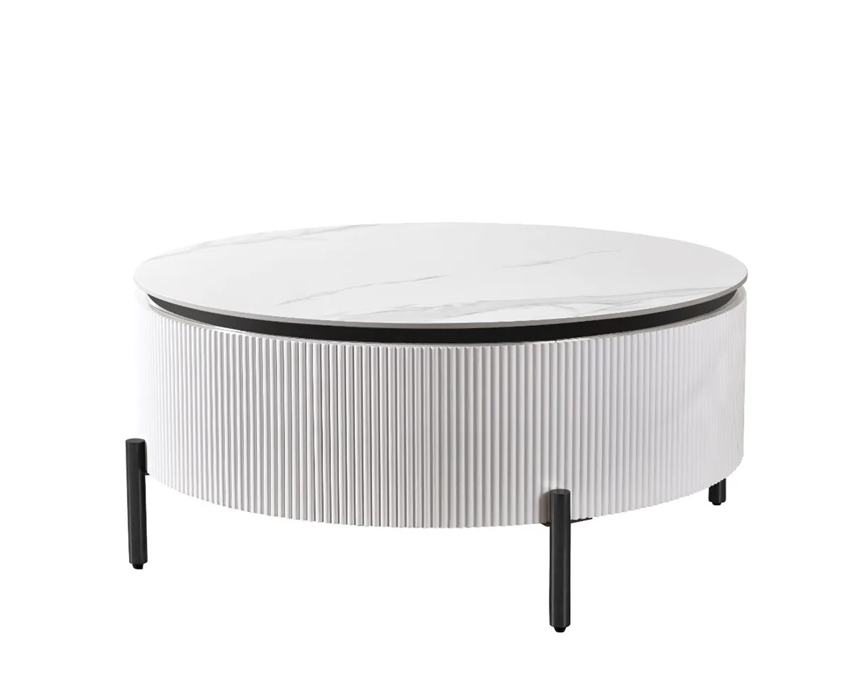 Aqua Salontafel - Wit/Zwart, Keramiek, 100 Ø