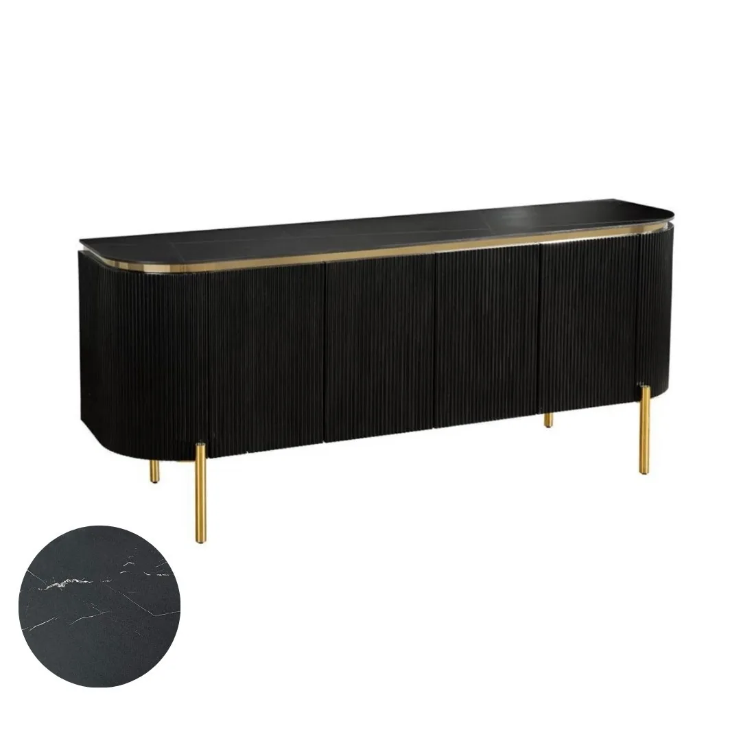 Aqua Dressoir - Zwart/Goud, Keramiek, 190X50X80