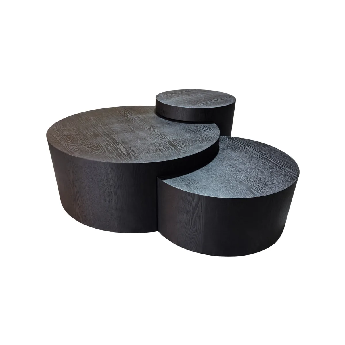 Clover Salontafel set - Zwart, Fineer, 90ØX37-70ØX30-50ØX45