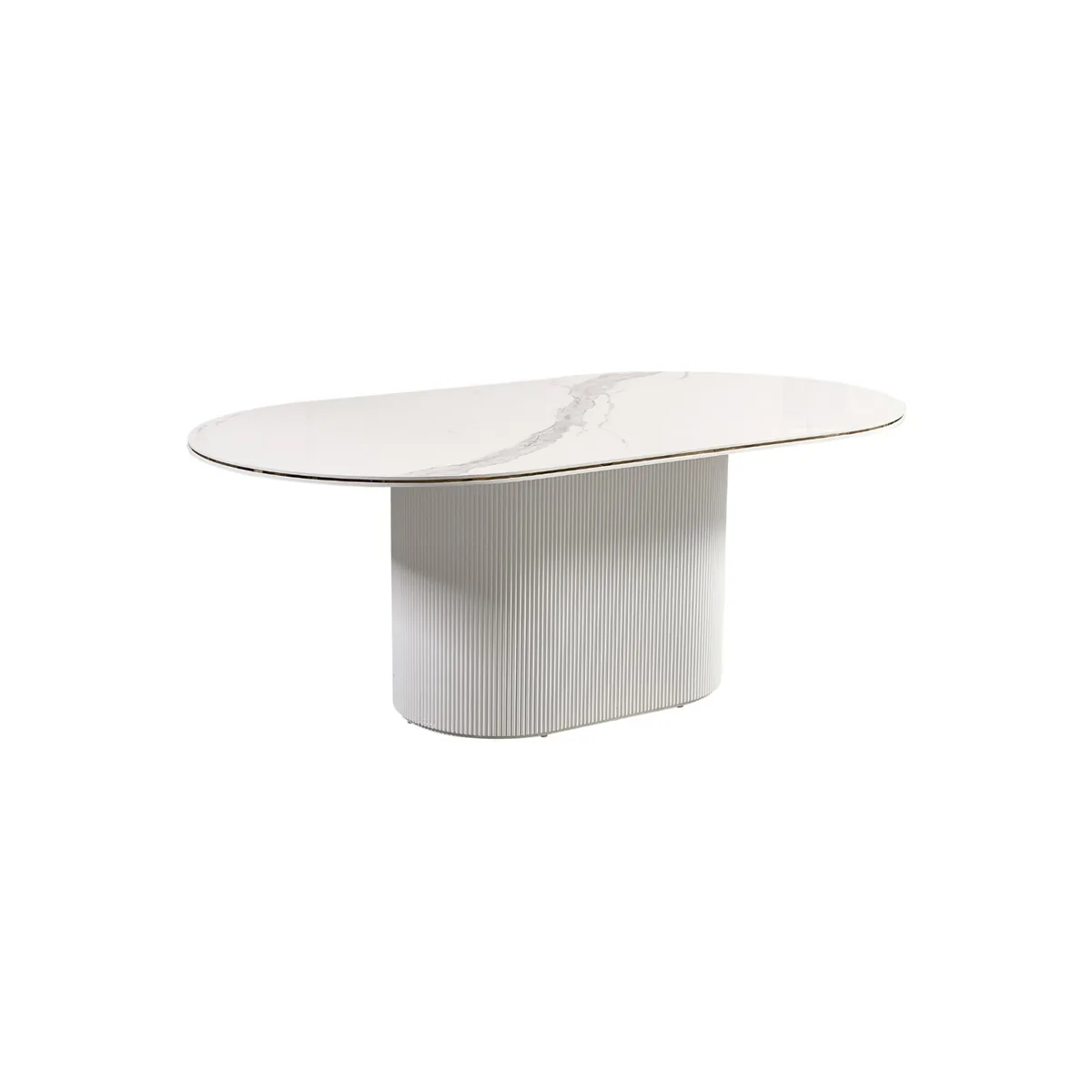 Aqua Eettafel - Wit/Goud, Keramiek, 200X110X76