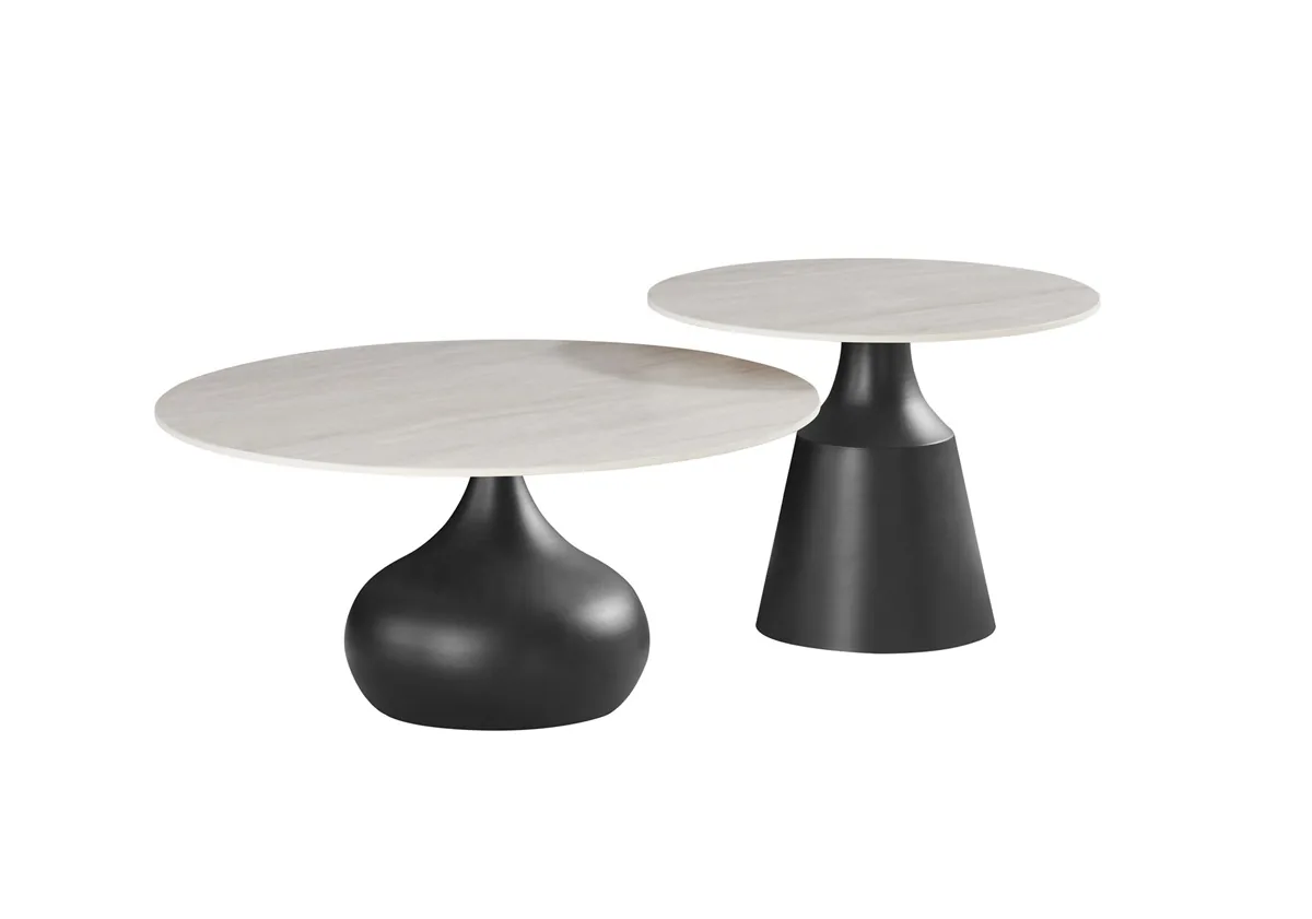 Rotate Salontafel set - Zwart, Keramiek, 90ØX45 / 65ØX55