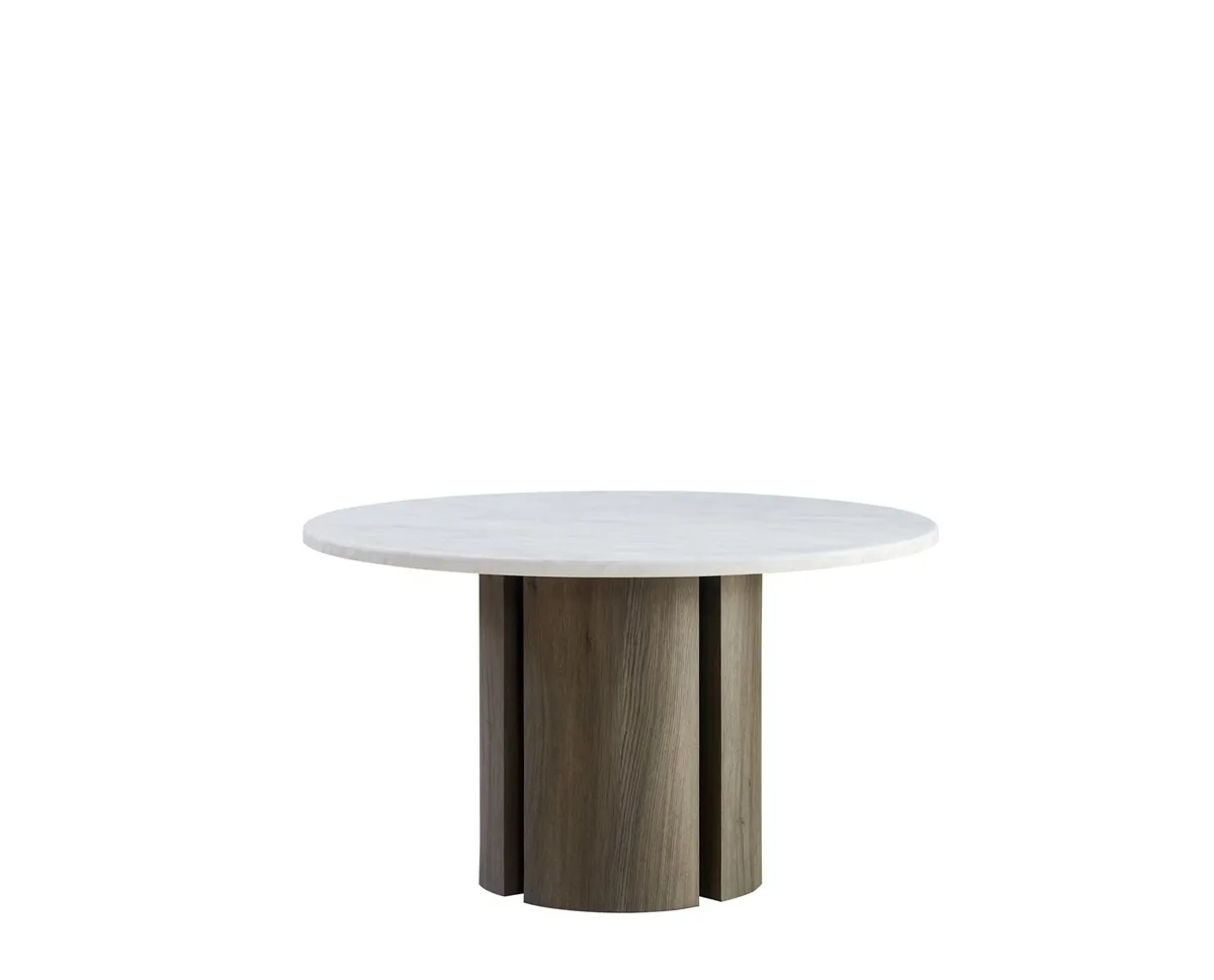Olivia Eettafel - Wit, Marmer, 130ØX75