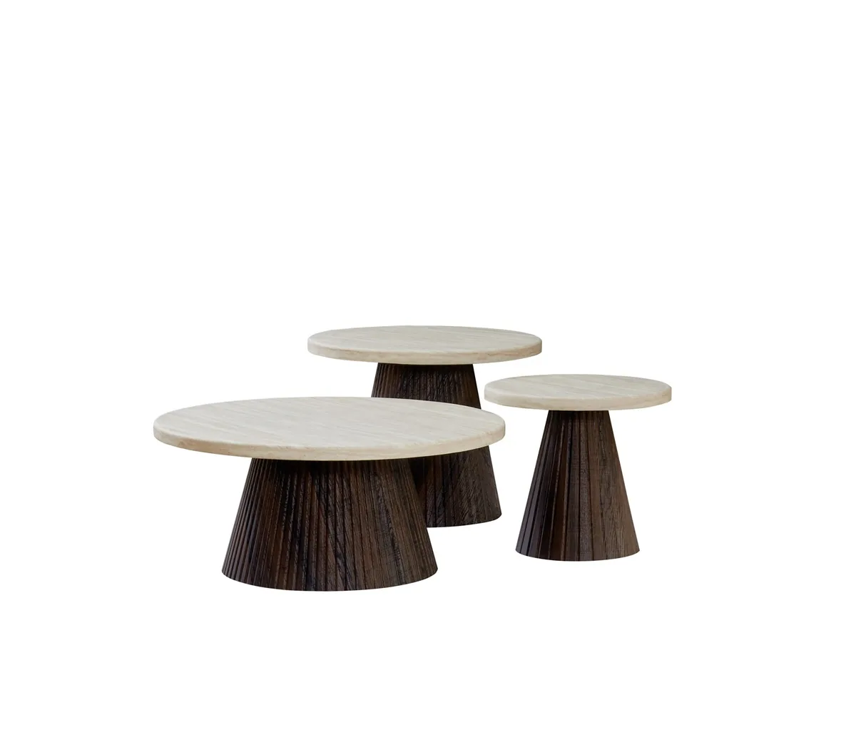 Kimberly Salontafel set - Bruin, Flintstone, 3 80X35/60X46/45X40