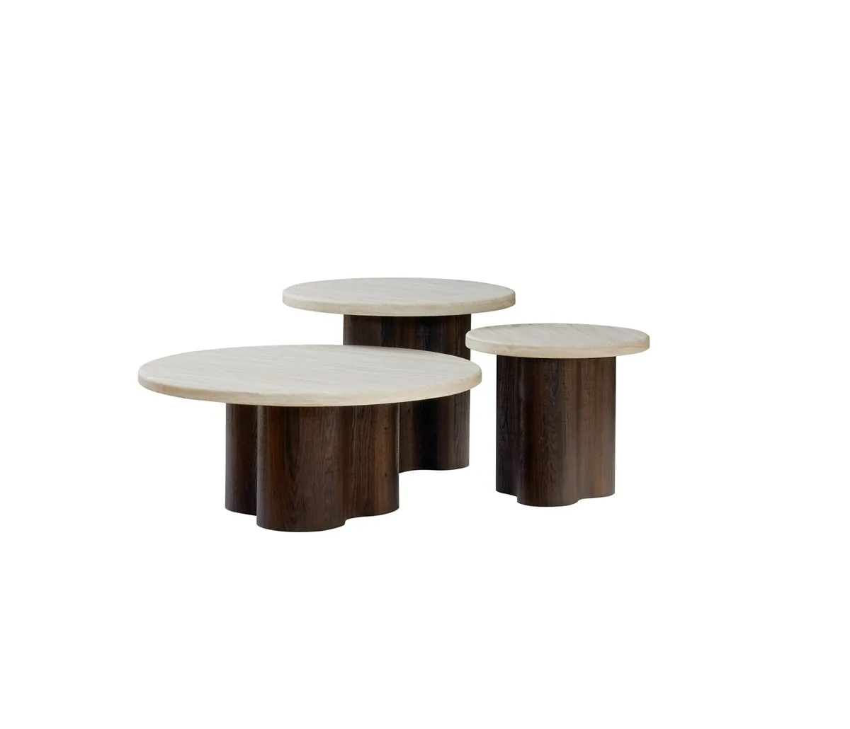 Oslo Salontafel set - Bruin, Flintstone, 3 80X35/60X46/45X40