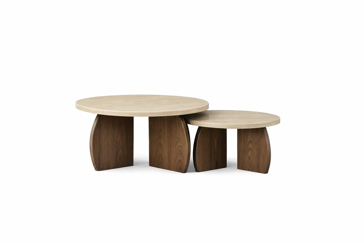 Monza Salontafel set - Bruin, Flintstone, 2 90X45/68X38