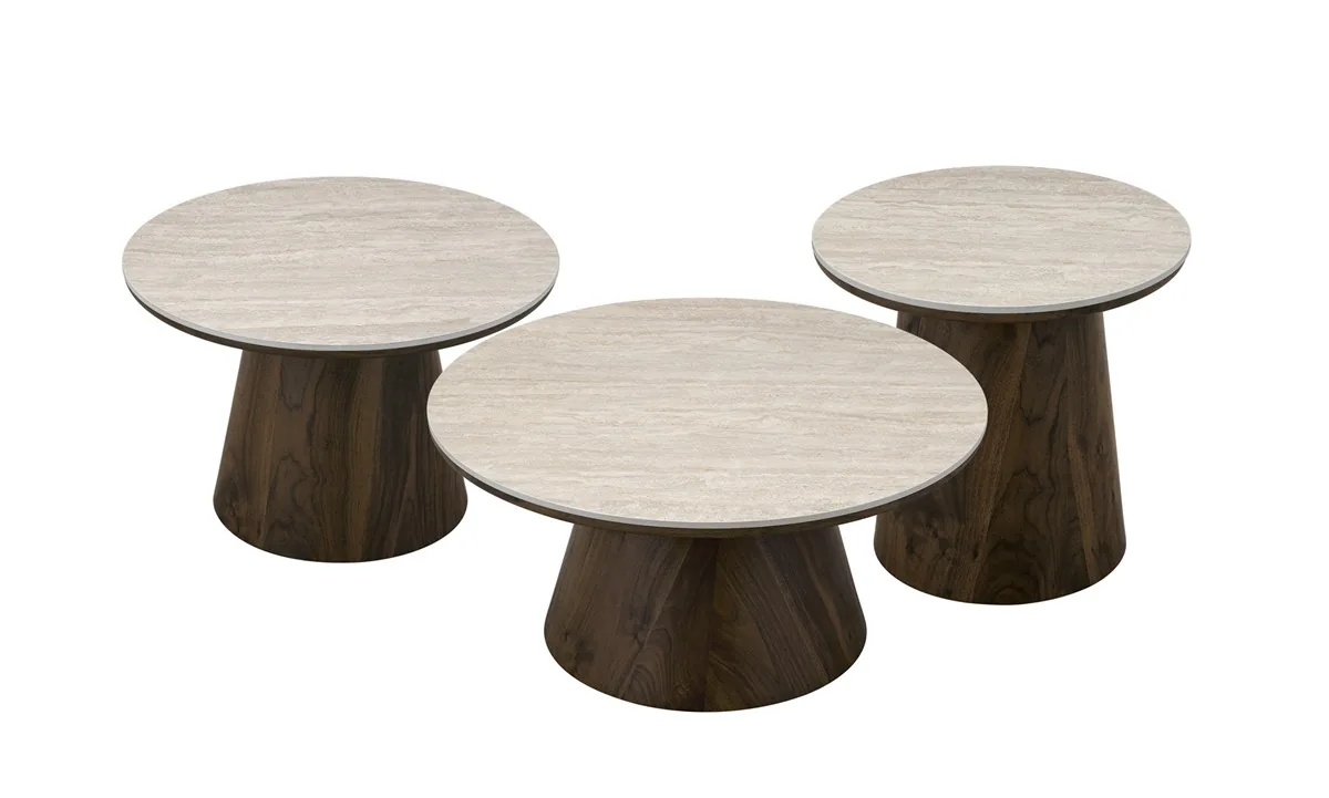 Enzo Salontafel set - Travertijn, 3 80*38 / 65*42 / 50*46